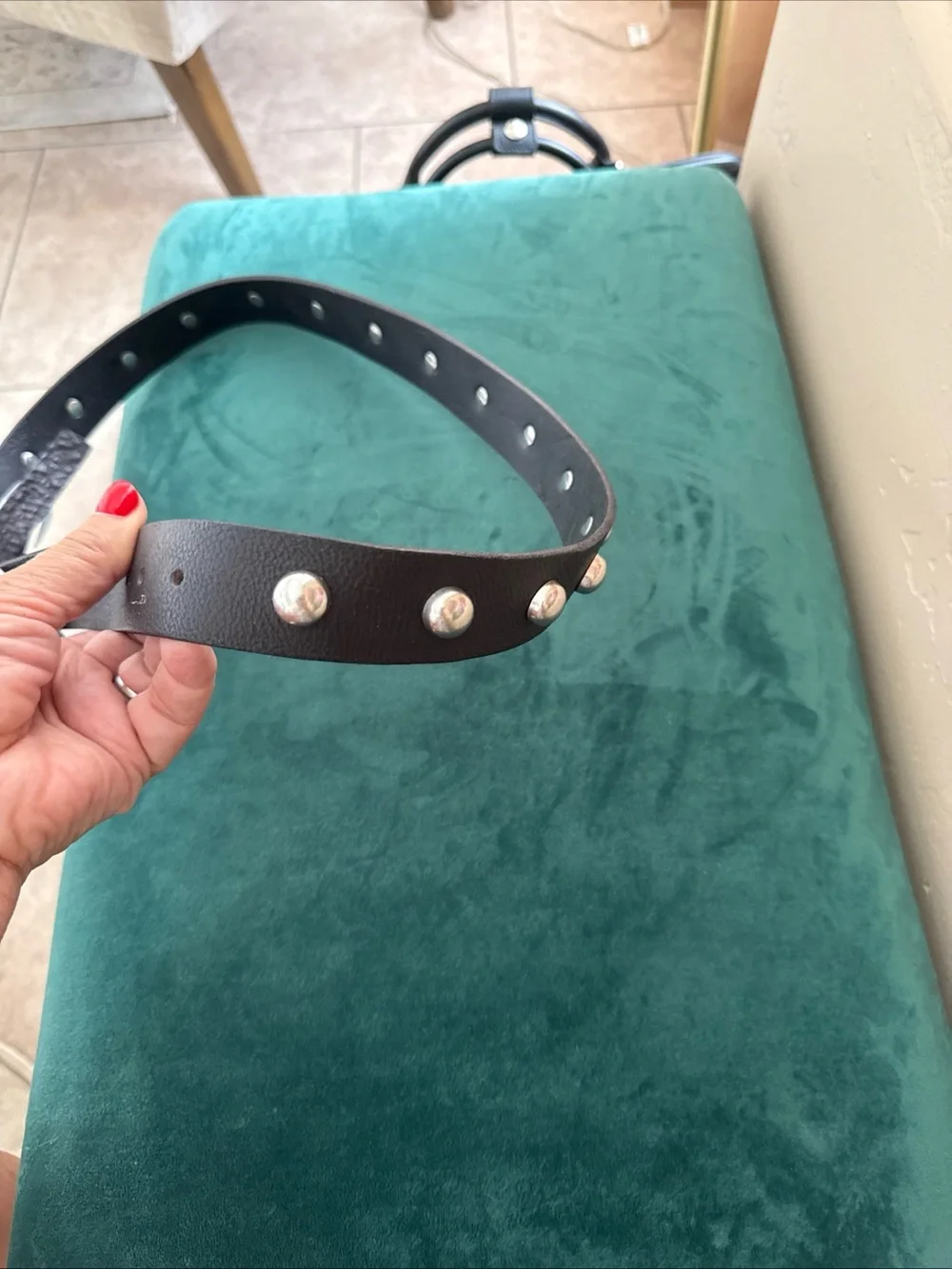 Free People Black Leather Rhodes Studded Belt - Picture 2 of 11